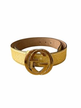 Gucci GG Interlocking G Belt – Cream/Yellow Guccissima Leather – Size 85/34